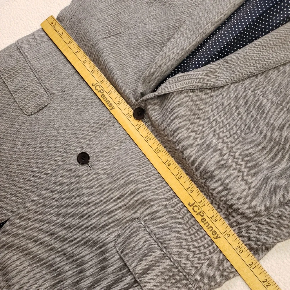 Banana Republic Sport Coat Mens 44R Gray Herringbone Slim Fit Cotton Blazer